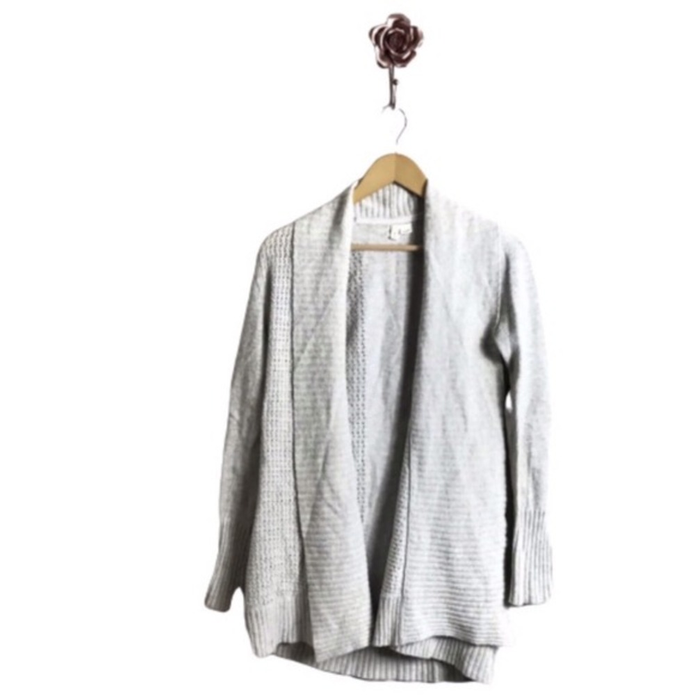 Anthropologie Moth XS Open Front Gray‎ Shawl Neck Pontelle Long Cardigan